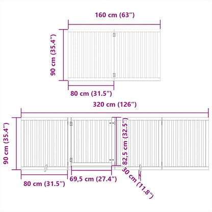 Dog Gate with Door Foldable 6 Panels Black 480 cm Poplar Wood