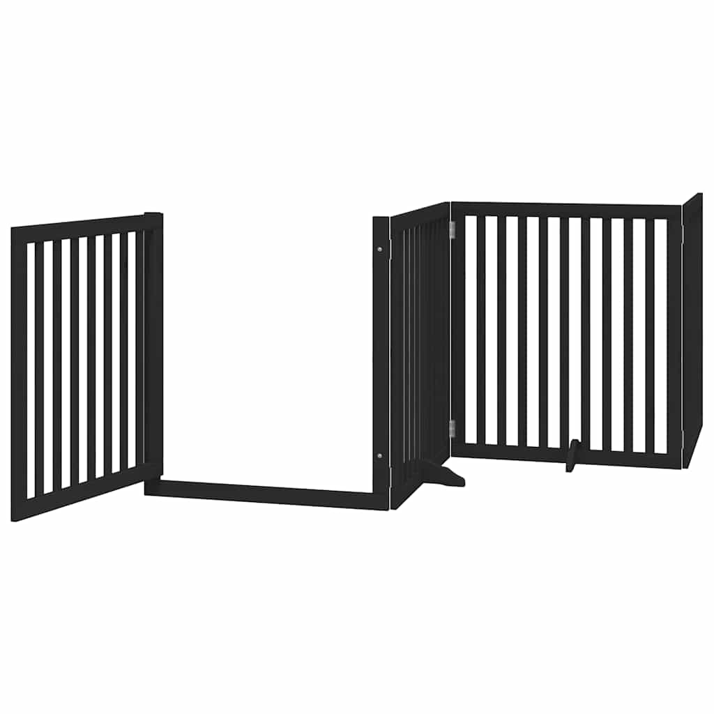 Dog Gate with Door Foldable 10 Panels Black 800 cm Poplar Wood