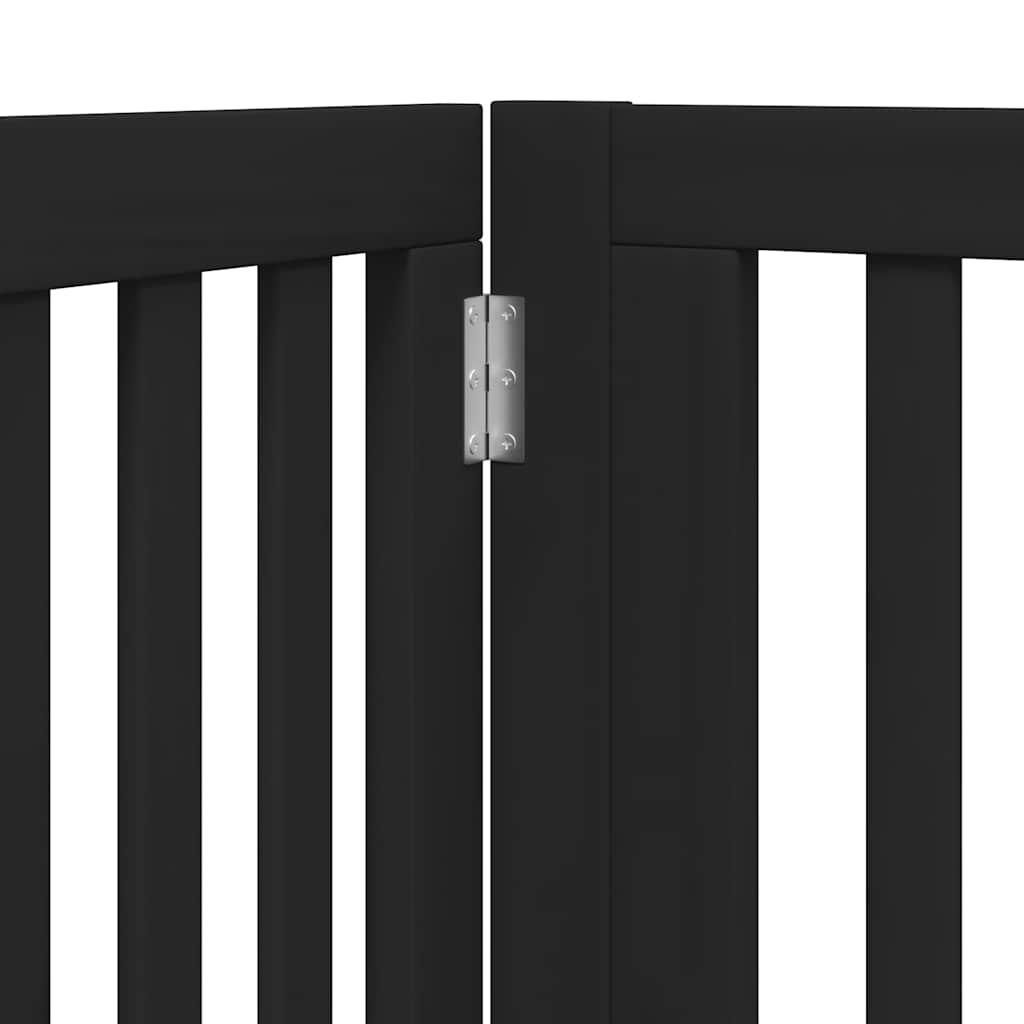 Dog Gate with Door Foldable 10 Panels Black 800 cm Poplar Wood