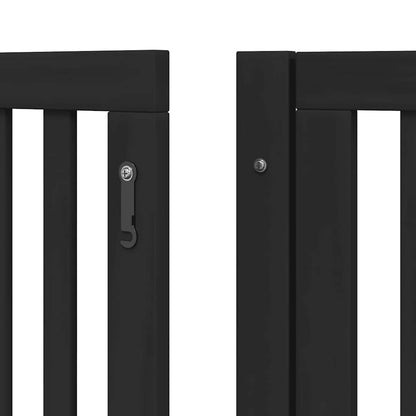 Dog Gate with Door Foldable 10 Panels Black 800 cm Poplar Wood