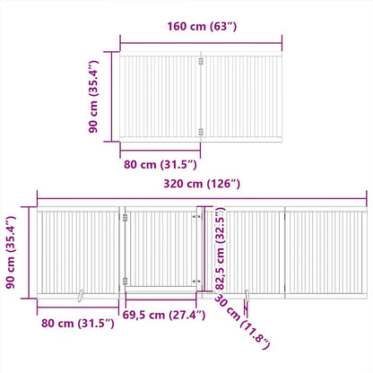 Dog Gate with Door Foldable 10 Panels Black 800 cm Poplar Wood