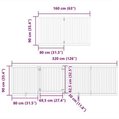 Dog Gate with Door Foldable 12 Panels Black 960 cm Poplar Wood
