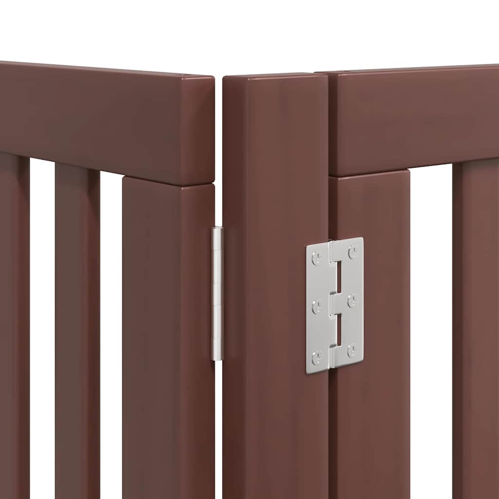 Dog Gate with Door Foldable 6 Panels Brown 480 cm Poplar Wood