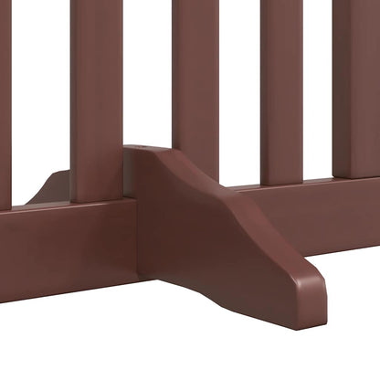 Dog Gate with Door Foldable 8 Panels Brown 640 cm Poplar Wood