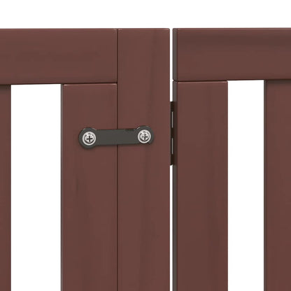 Dog Gate with Door Foldable 8 Panels Brown 640 cm Poplar Wood