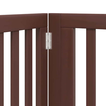 Dog Gate with Door Foldable 10 Panels Brown 800 cm Poplar Wood