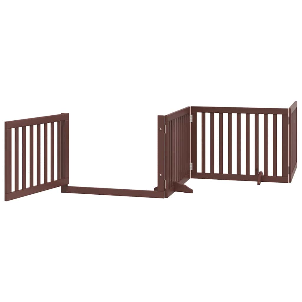 Dog Gate with Door Foldable 12 Panels Brown 960 cm Poplar Wood