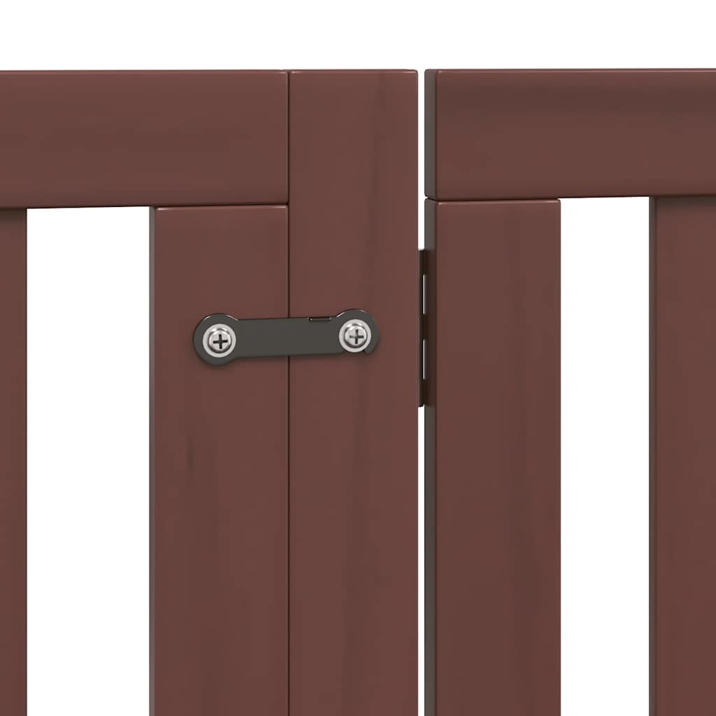 Dog Gate with Door Foldable 12 Panels Brown 960 cm Poplar Wood
