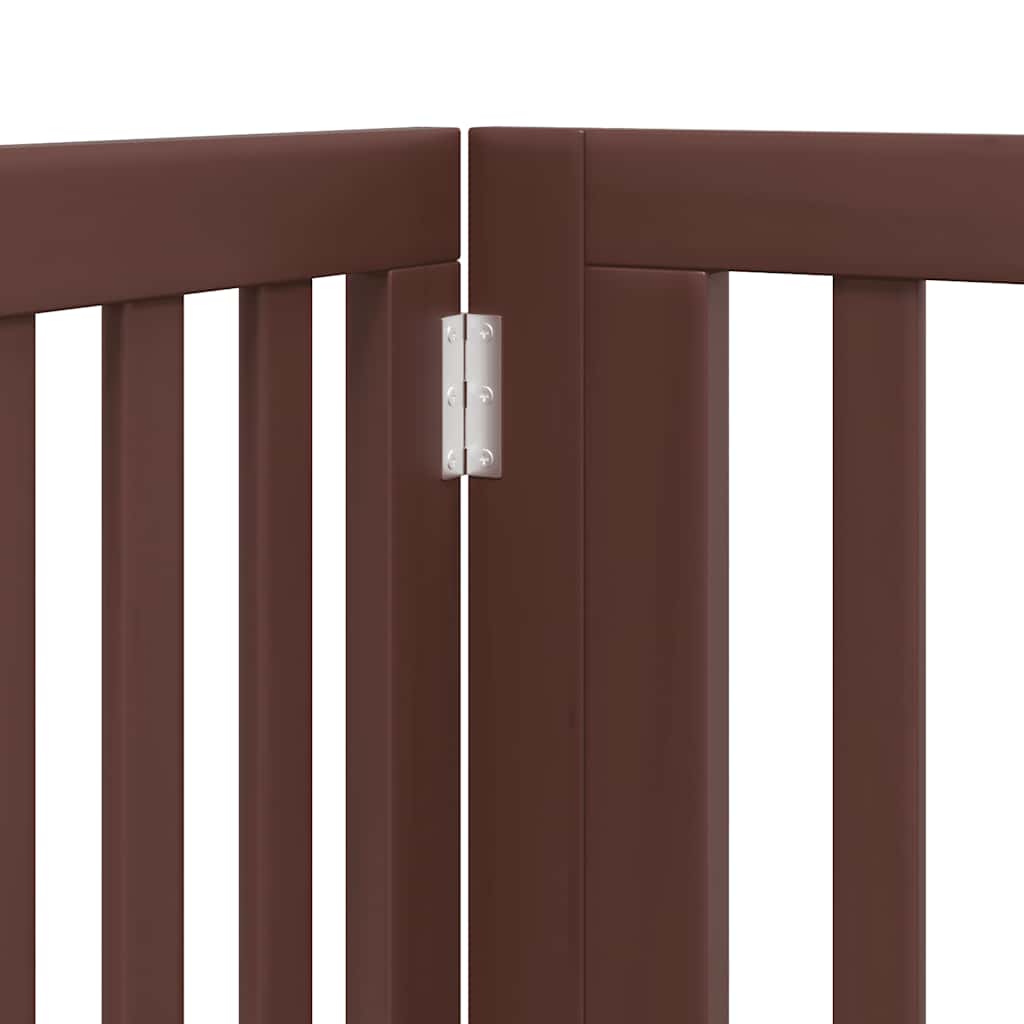 Dog Gate with Door Foldable 12 Panels Brown 960 cm Poplar Wood
