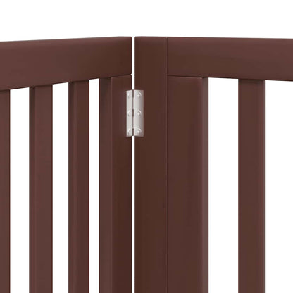 Dog Gate with Door Foldable 12 Panels Brown 960 cm Poplar Wood