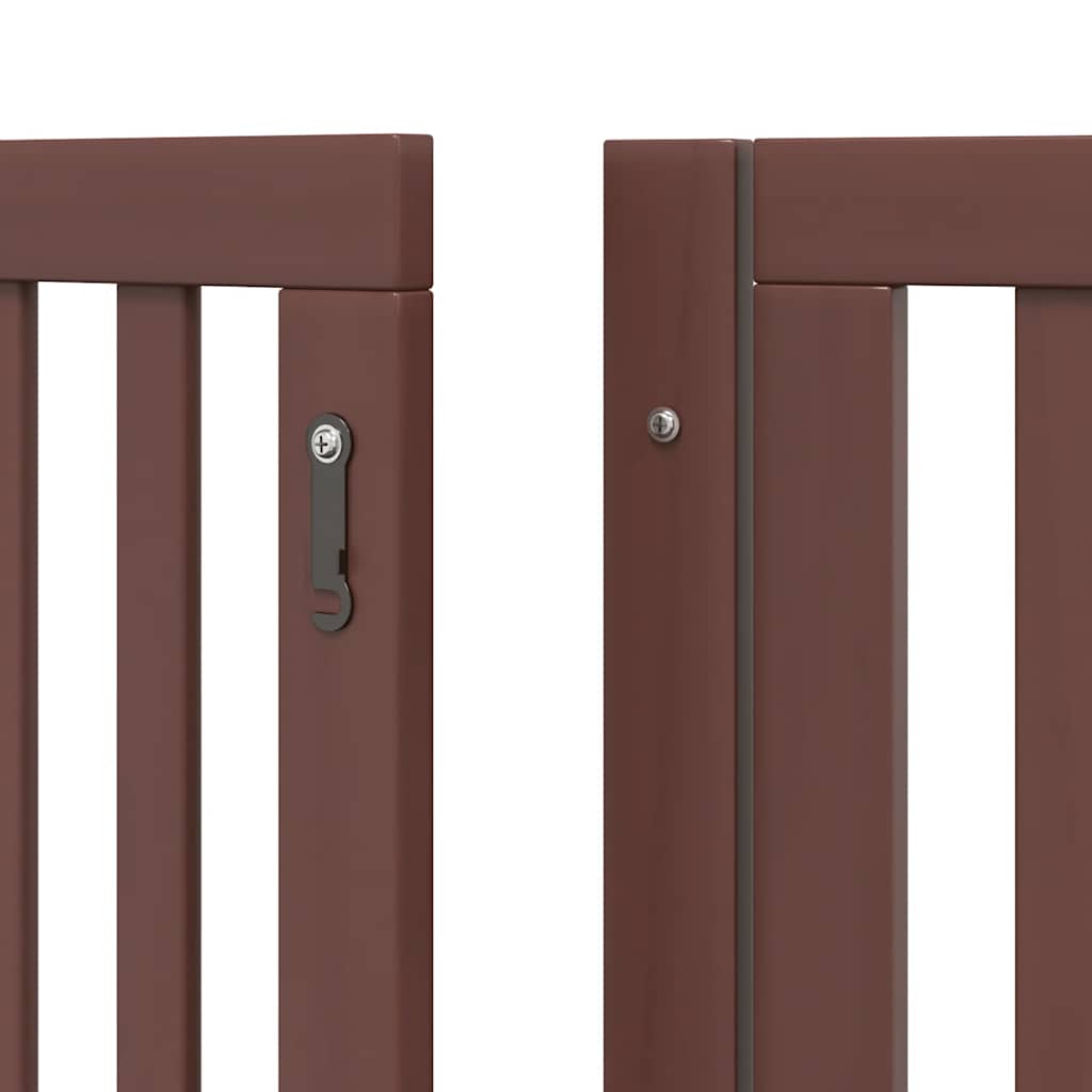 Dog Gate with Door Foldable 12 Panels Brown 960 cm Poplar Wood