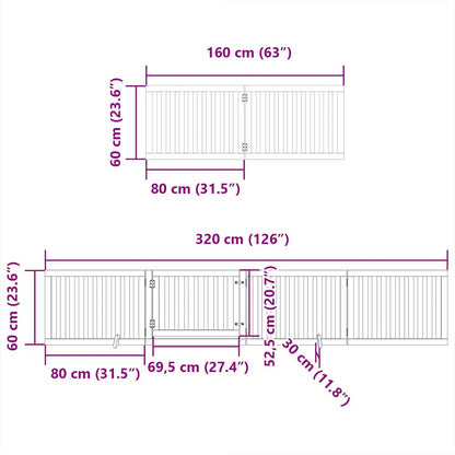 Dog Gate with Door Foldable 12 Panels Brown 960 cm Poplar Wood