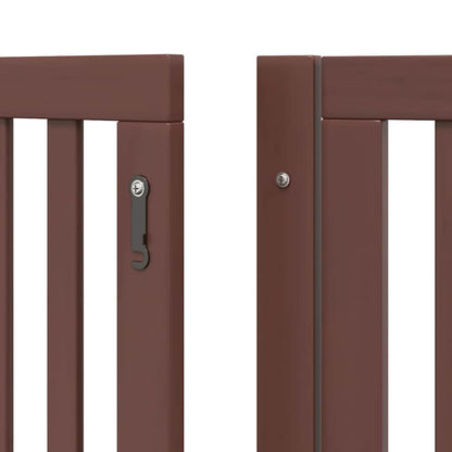 Dog Gate with Door Foldable 6 Panels Brown 480 cm Poplar Wood