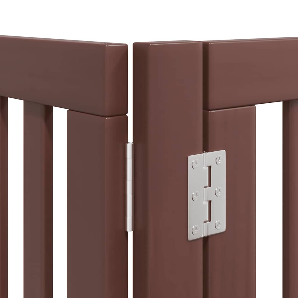 Dog Gate with Door Foldable 6 Panels Brown 480 cm Poplar Wood