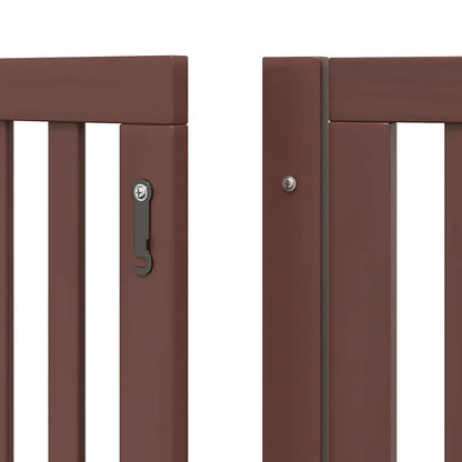 Dog Gate with Door Foldable 8 Panels Brown 640 cm Poplar Wood