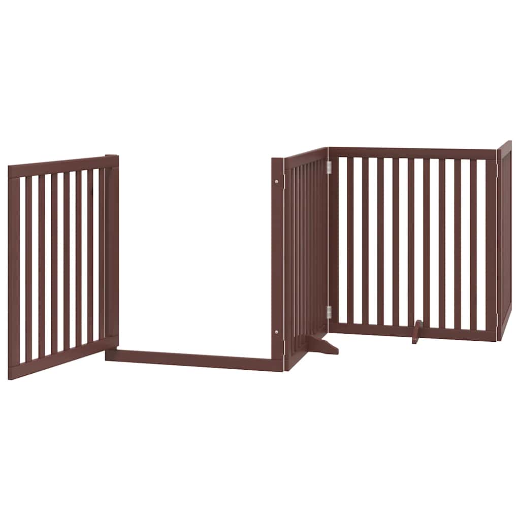 Dog Gate with Door Foldable 10 Panels Brown 800 cm Poplar Wood