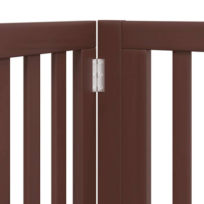 Dog Gate with Door Foldable 10 Panels Brown 800 cm Poplar Wood