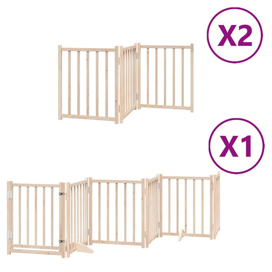 Dog Gate with Door Foldable 12 Panels 600 cm Poplar Wood