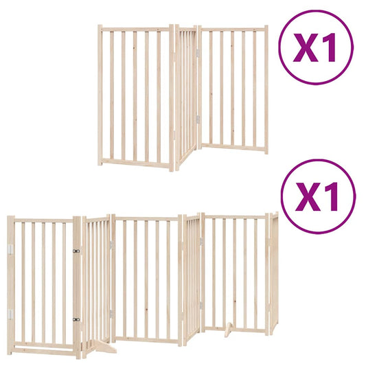 Dog Gate with Door Foldable 9 Panels 450 cm Poplar Wood