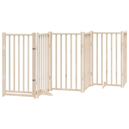 Dog Gate with Door Foldable 9 Panels 450 cm Poplar Wood