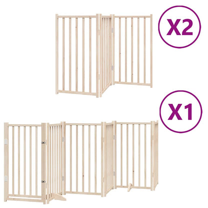 Dog Gate with Door Foldable 12 Panels 600 cm Poplar Wood
