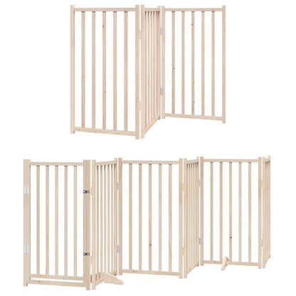 Dog Gate with Door Foldable 12 Panels 600 cm Poplar Wood