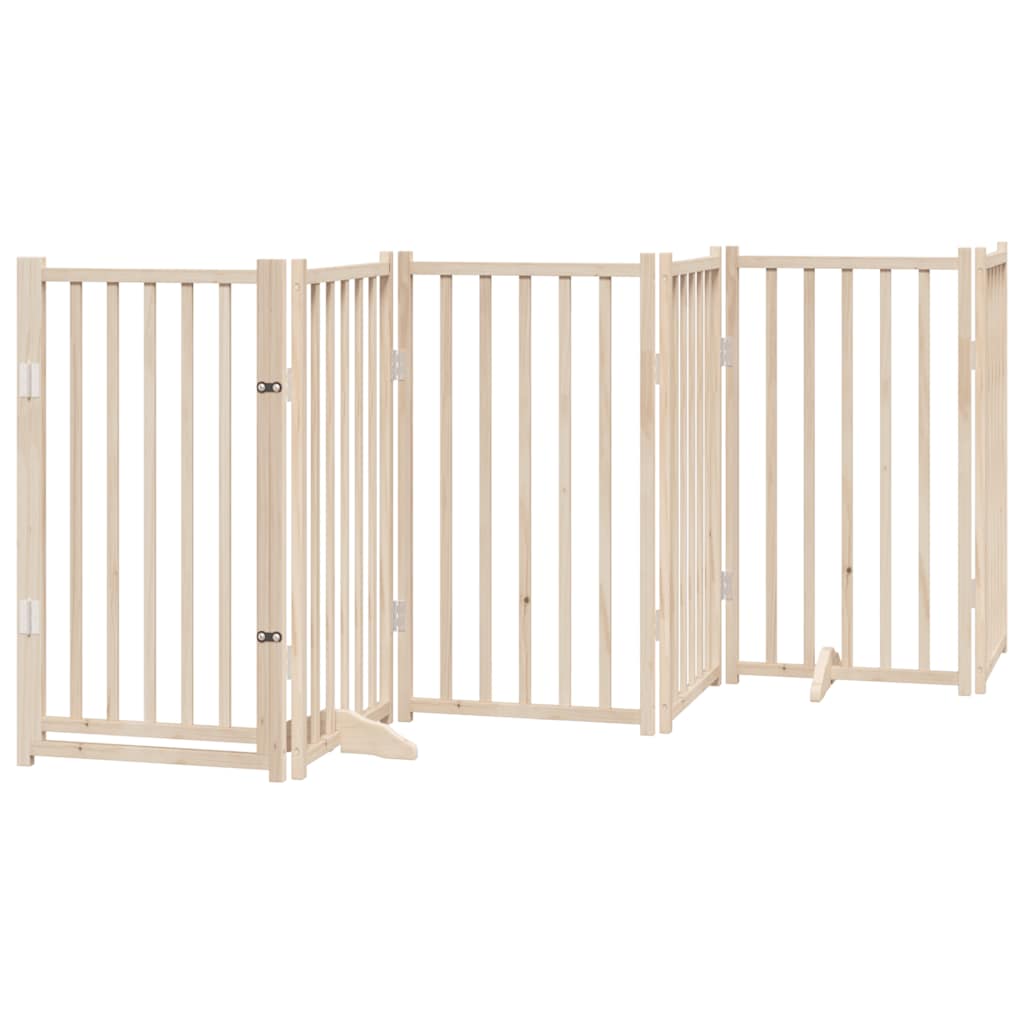 Dog Gate with Door Foldable 12 Panels 600 cm Poplar Wood
