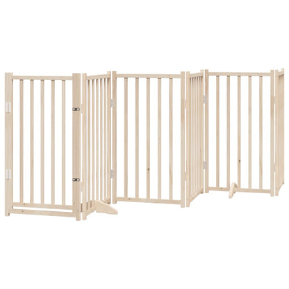 Dog Gate with Door Foldable 12 Panels 600 cm Poplar Wood