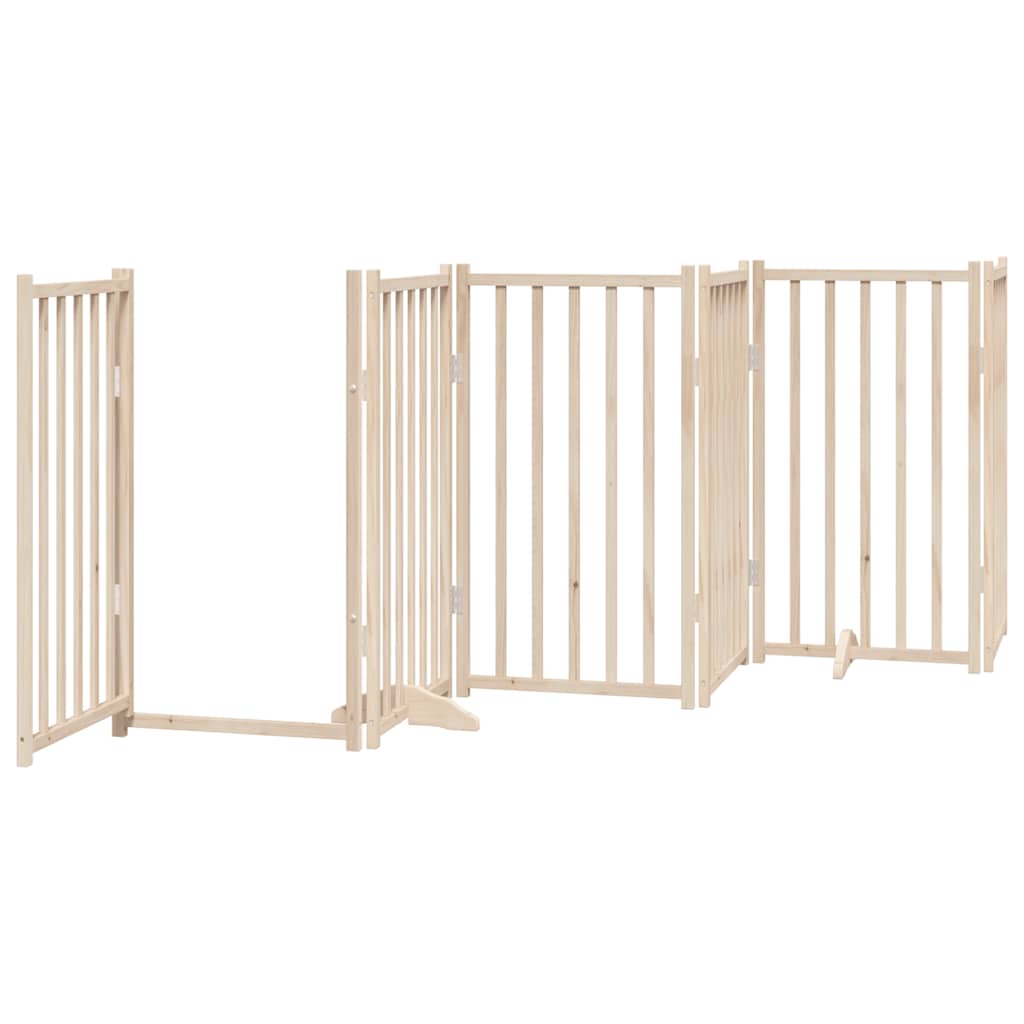 Dog Gate with Door Foldable 12 Panels 600 cm Poplar Wood