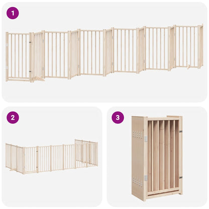 Dog Gate with Door Foldable 12 Panels 600 cm Poplar Wood