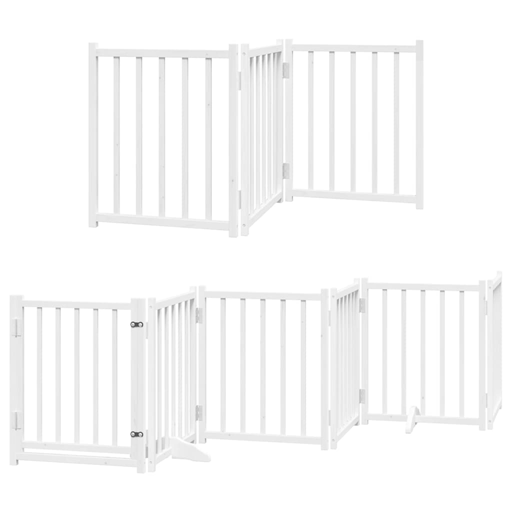 Dog Gate with Door Foldable 9 Panels White 450 cm Poplar Wood