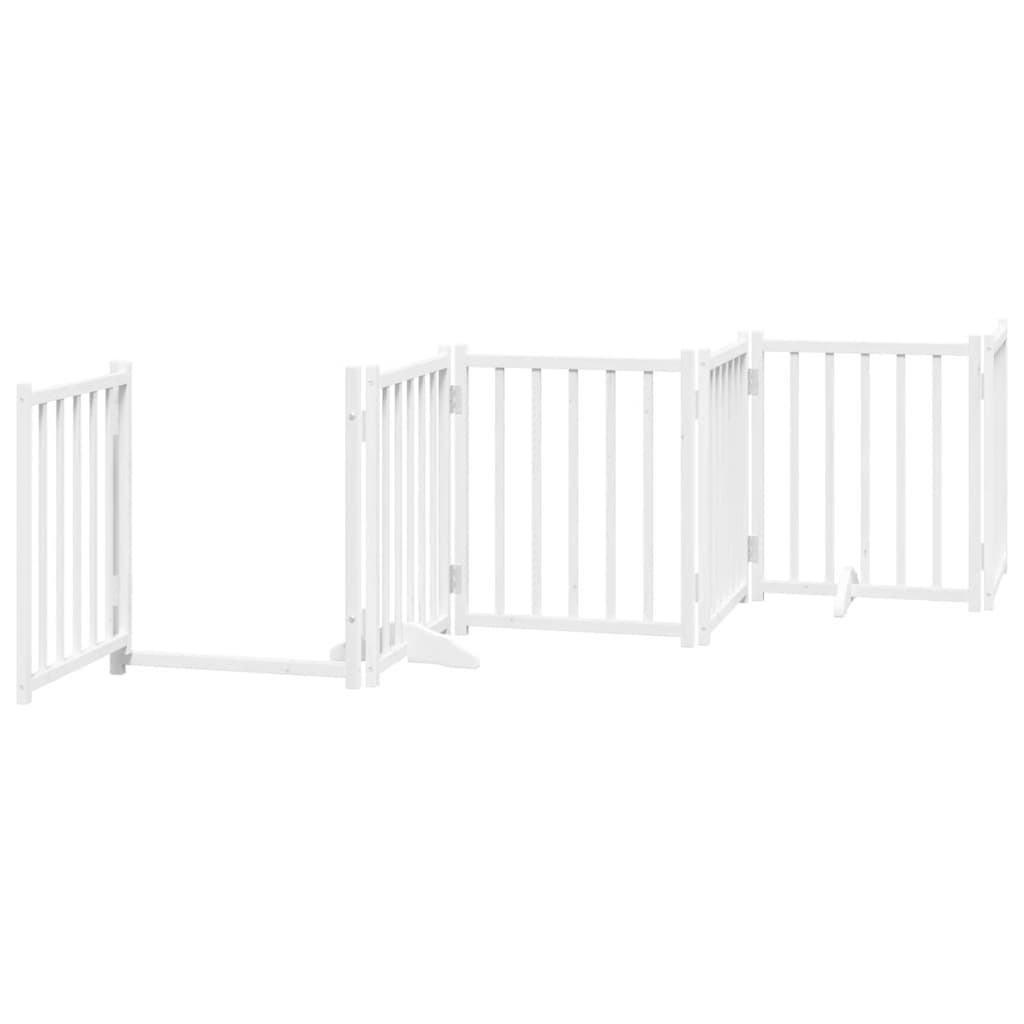 Dog Gate with Door Foldable 12 Panels White 600 cm Poplar Wood