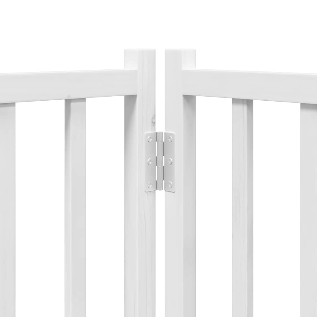 Dog Gate with Door Foldable 12 Panels White 600 cm Poplar Wood
