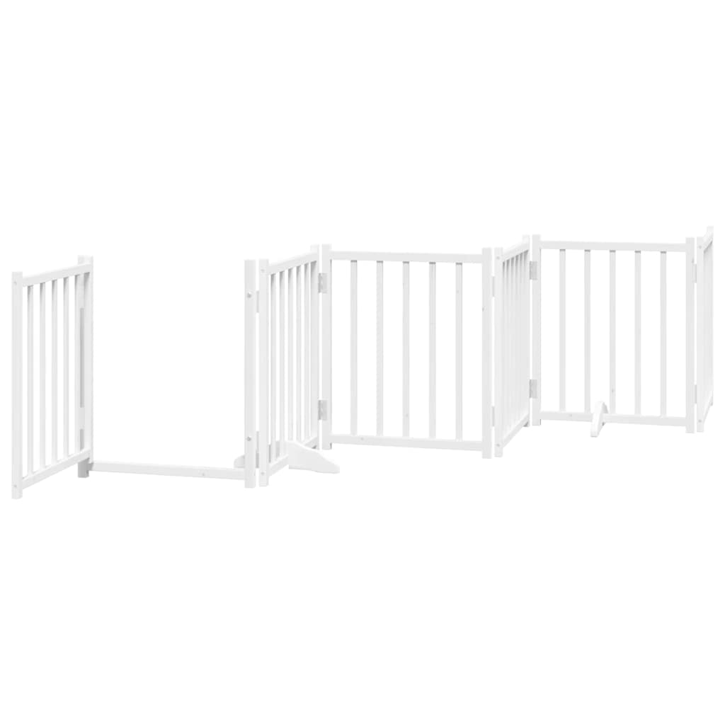 Dog Gate with Door Foldable 15 Panels White 750 cm Poplar Wood