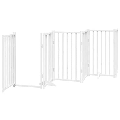 Dog Gate with Door Foldable 9 Panels White 450 cm Poplar Wood