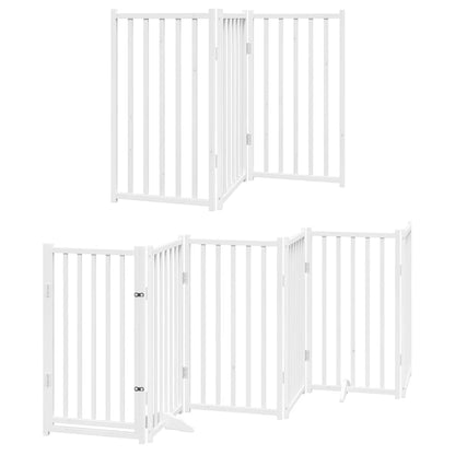 Dog Gate with Door Foldable 12 Panels White 600 cm Poplar Wood