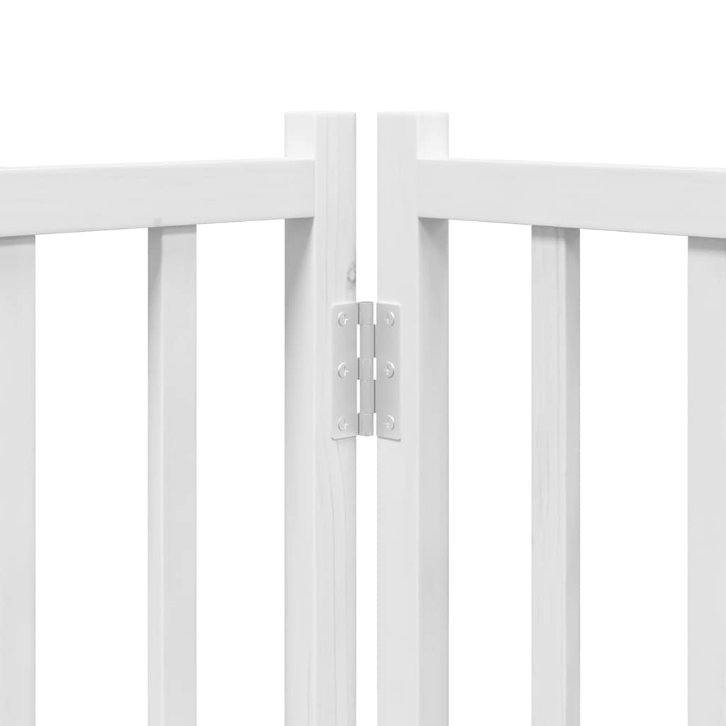 Dog Gate with Door Foldable 12 Panels White 600 cm Poplar Wood