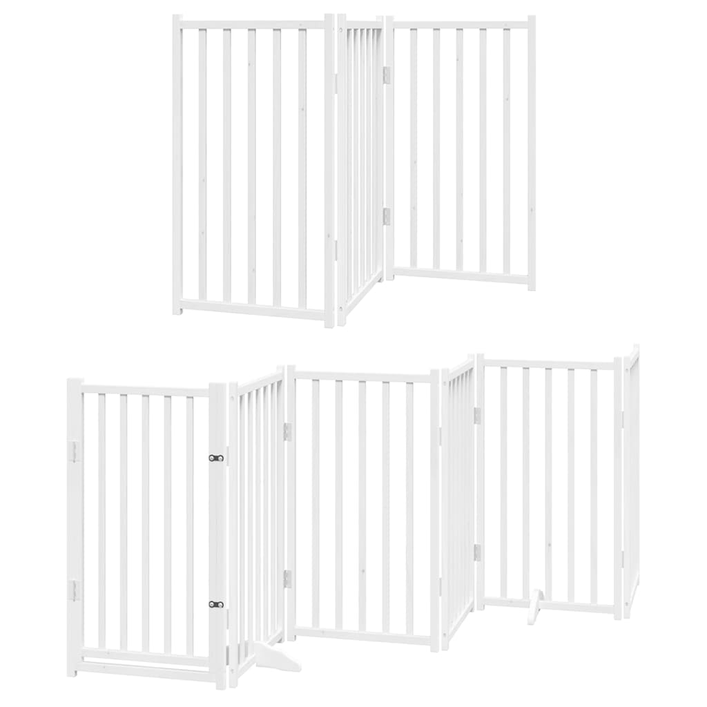 Dog Gate with Door Foldable 15 Panels White 750 cm Poplar Wood