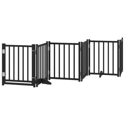 Dog Gate with Door Foldable 9 Panels Black 450 cm Poplar Wood