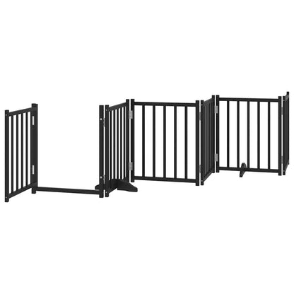 Dog Gate with Door Foldable 15 Panels Black 750 cm Poplar Wood