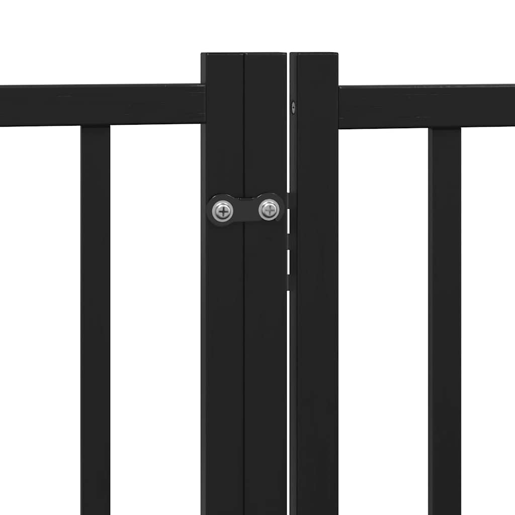 Dog Gate with Door Foldable 15 Panels Black 750 cm Poplar Wood