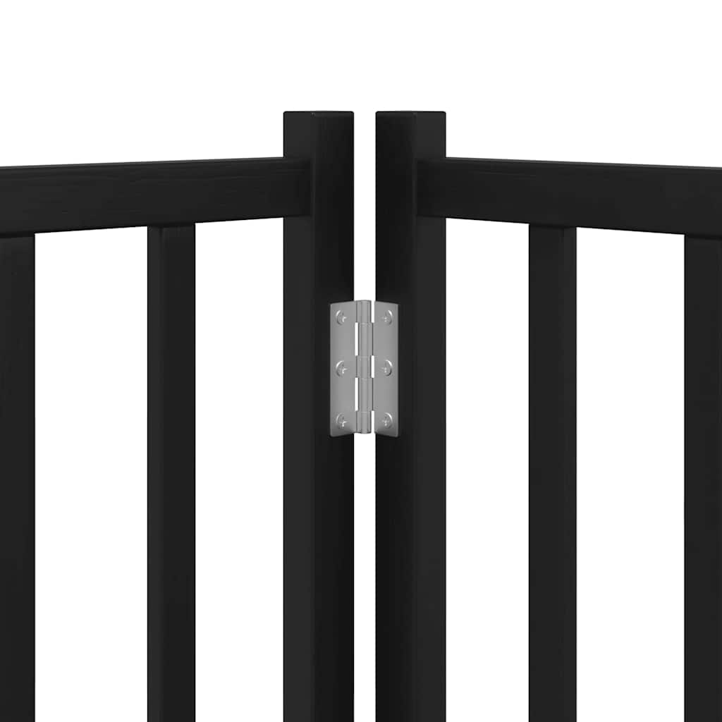 Dog Gate with Door Foldable 15 Panels Black 750 cm Poplar Wood