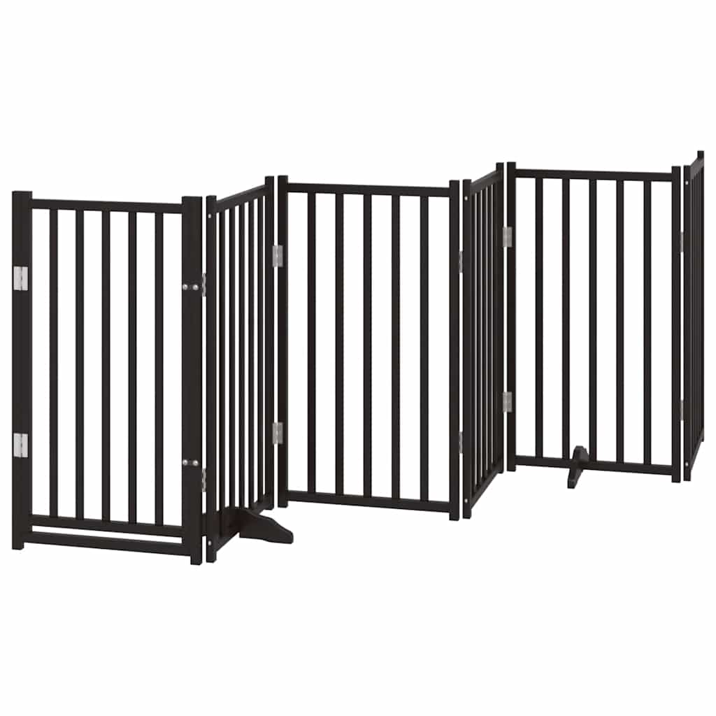 Dog Gate with Door Foldable 12 Panels Black 600 cm Poplar Wood