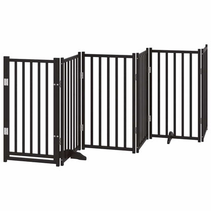 Dog Gate with Door Foldable 15 Panels Black 750 cm Poplar Wood