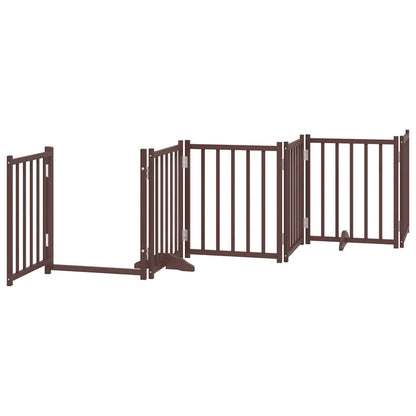 Dog Gate with Door Foldable 15 Panels Brown 750 cm Poplar Wood