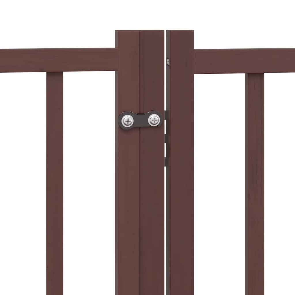 Dog Gate with Door Foldable 9 Panels Brown 450 cm Poplar Wood