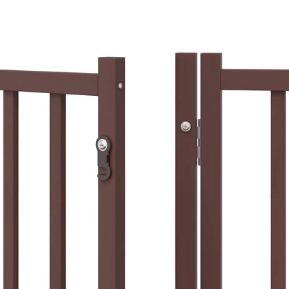 Dog Gate with Door Foldable 9 Panels Brown 450 cm Poplar Wood