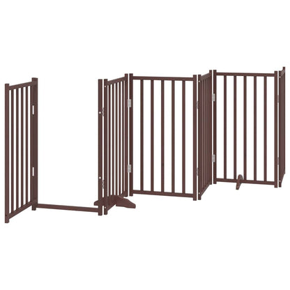 Dog Gate with Door Foldable 12 Panels Brown 600 cm Poplar Wood