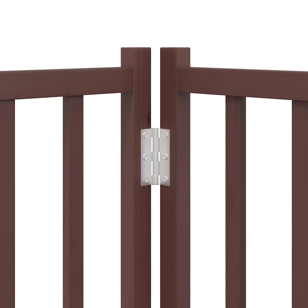 Dog Gate with Door Foldable 12 Panels Brown 600 cm Poplar Wood