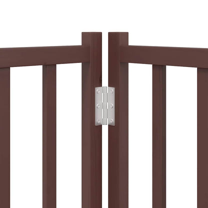 Dog Gate with Door Foldable 12 Panels Brown 600 cm Poplar Wood